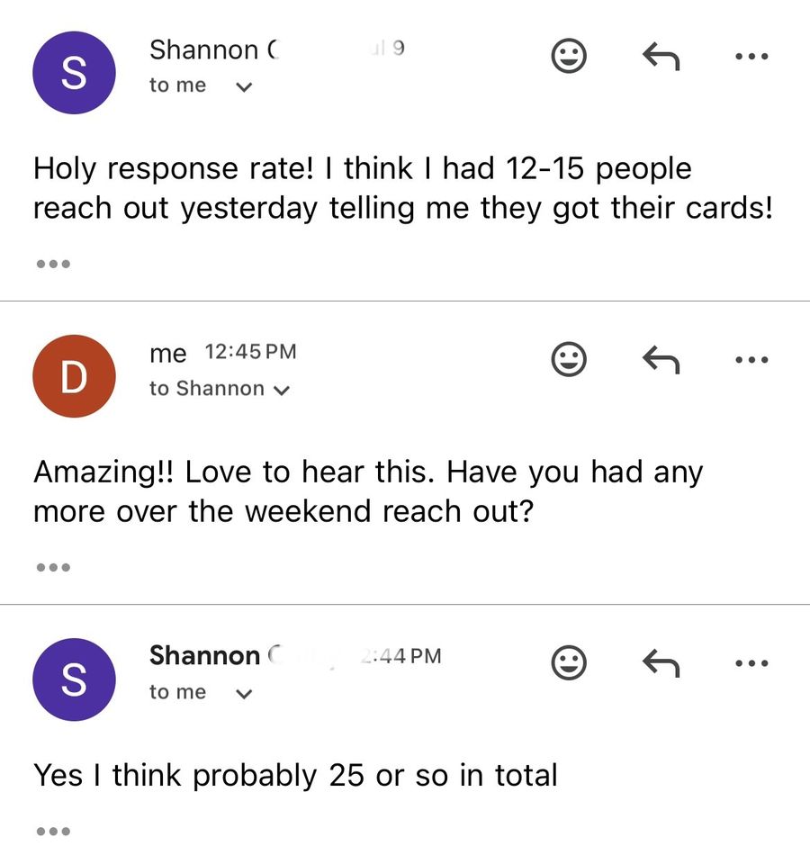 An agent emailing that 12 to 15 people reached out in one day, about 25 in total