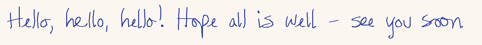 The same sentence written a second time, with every letter formed slightly differently